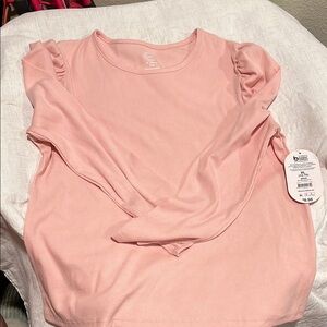 Pink Long Sleeve Top with Ruffle Details